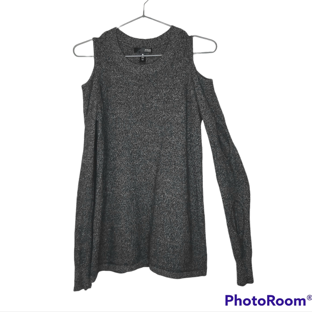 Aqua Cashmere Sweater Heathered Cut Outs Long Sleeve Womens Size XS Cozy